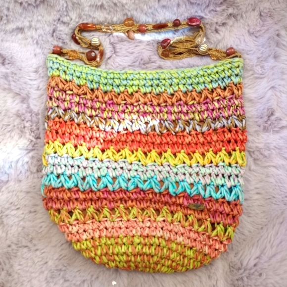 Cappelli Straworld Handbags - CAPPELLI STRAWORLD Vintage large multicolored woven straw shoulder bag